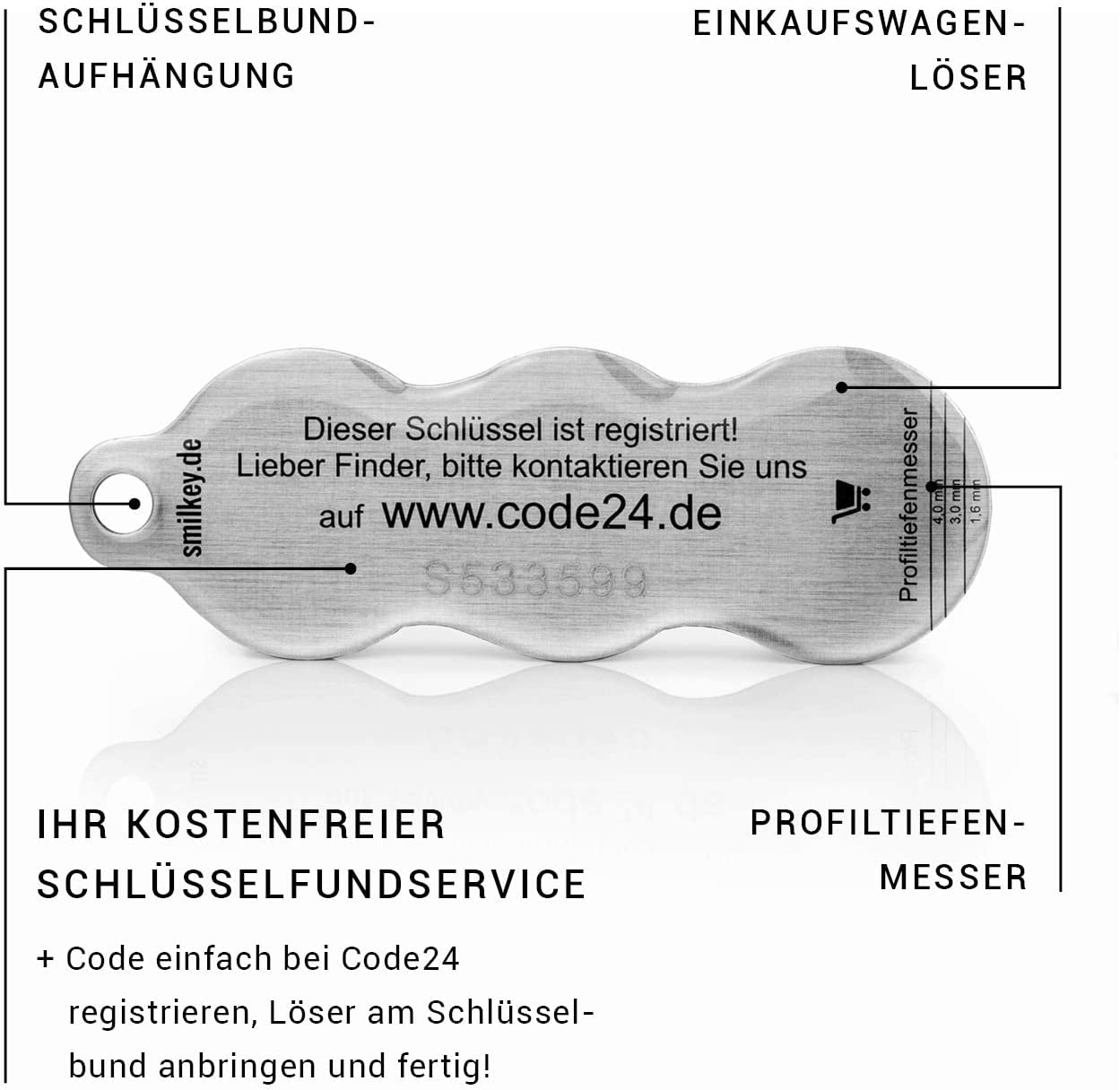 Einkaufswagenlöser SmilKey schwarz-rot-Gold