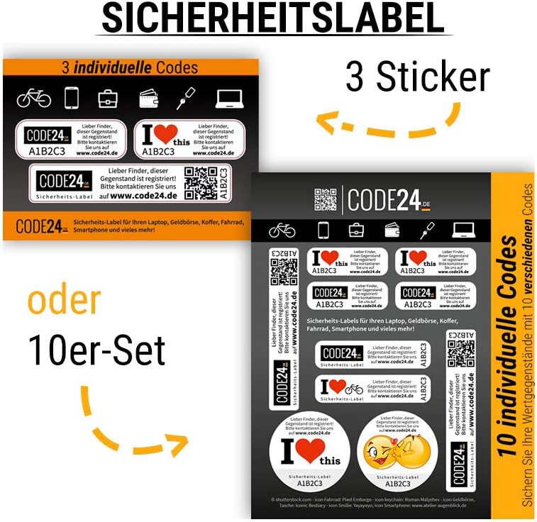 Code24 Sicherheitslabels Sicherheitsaufkleber 10er Set