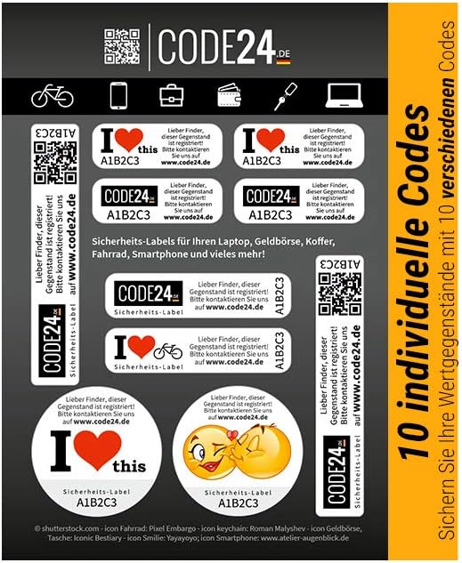 Code24 Sicherheitslabels Sicherheitsaufkleber 10er Set