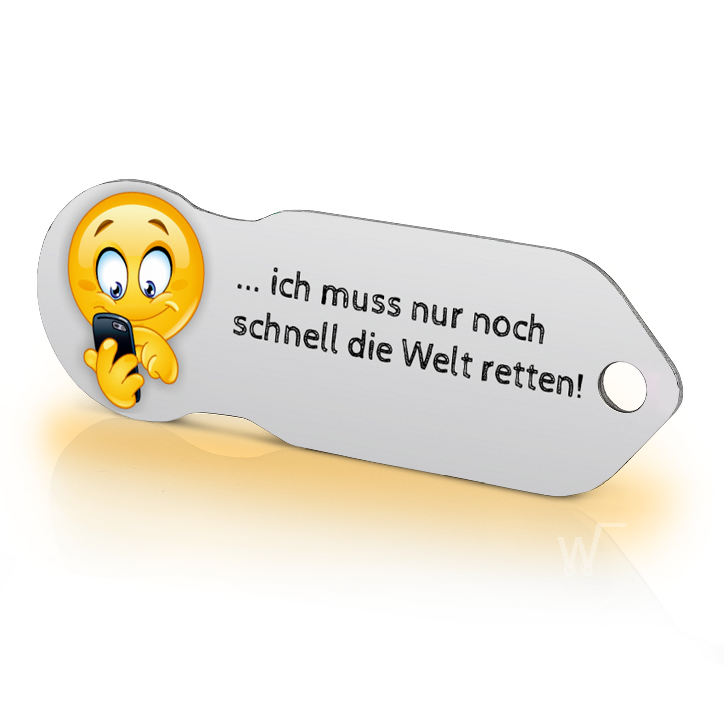 Einkaufswagenlöser Smilkey 'Ich muss nur noch schnell die Welt retten'